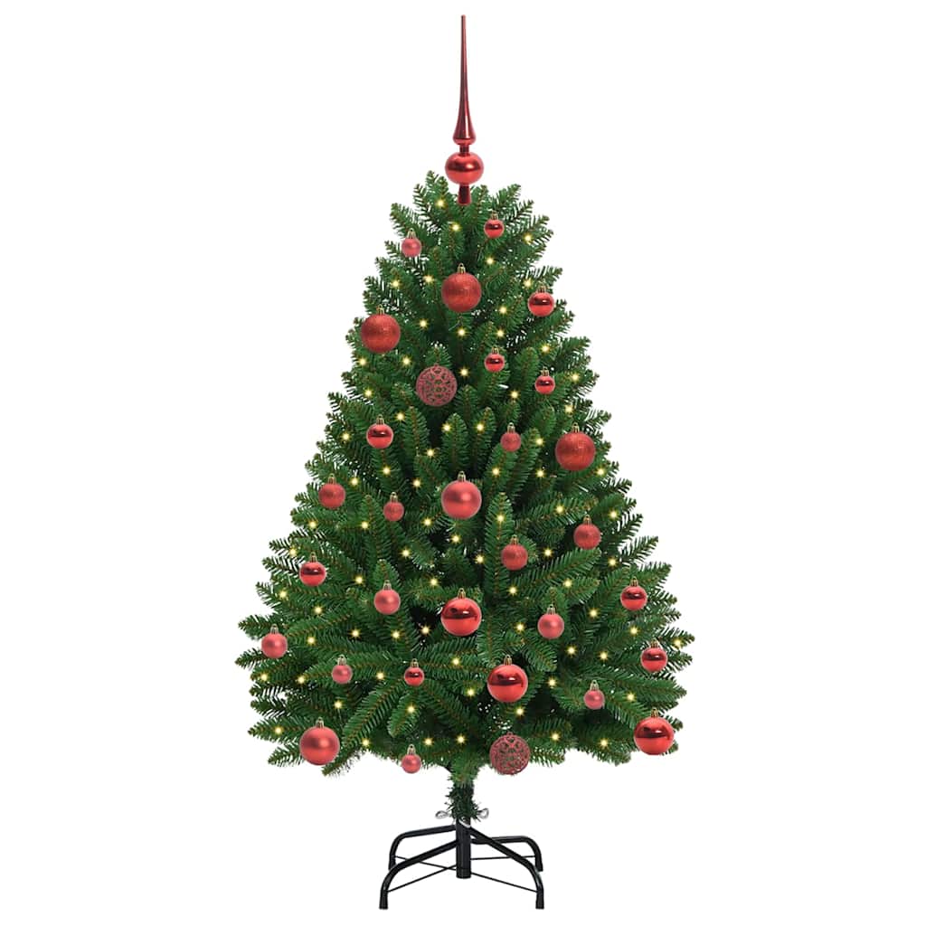 Kunstigt juletræ 120 cm 150 LED'er Varm hvid PVC og Stål Grøn