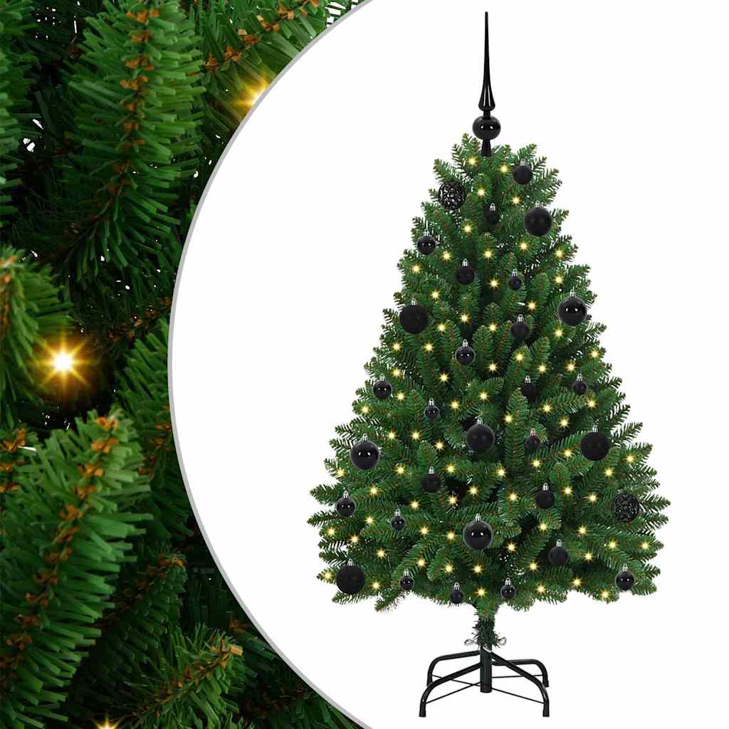 Kunstigt juletræ 120 cm 150 LED'er Varm hvid PVC og Stål Grøn