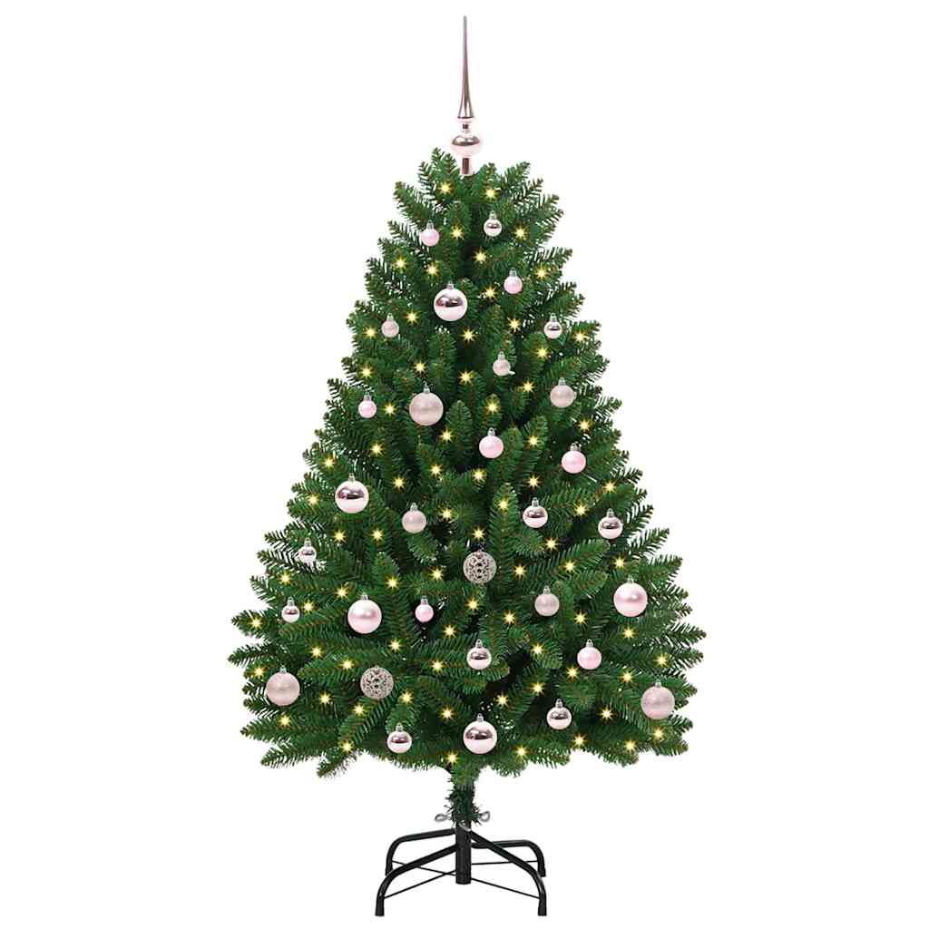 Kunstigt juletræ 120 cm 150 LED'er Varm hvid PVC og Stål Grøn