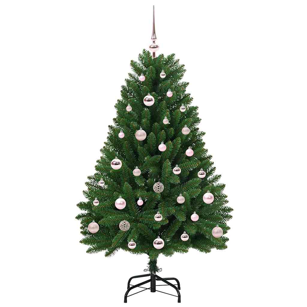 Kunstigt juletræ 120 cm 150 LED'er Varm hvid PVC og Stål Grøn