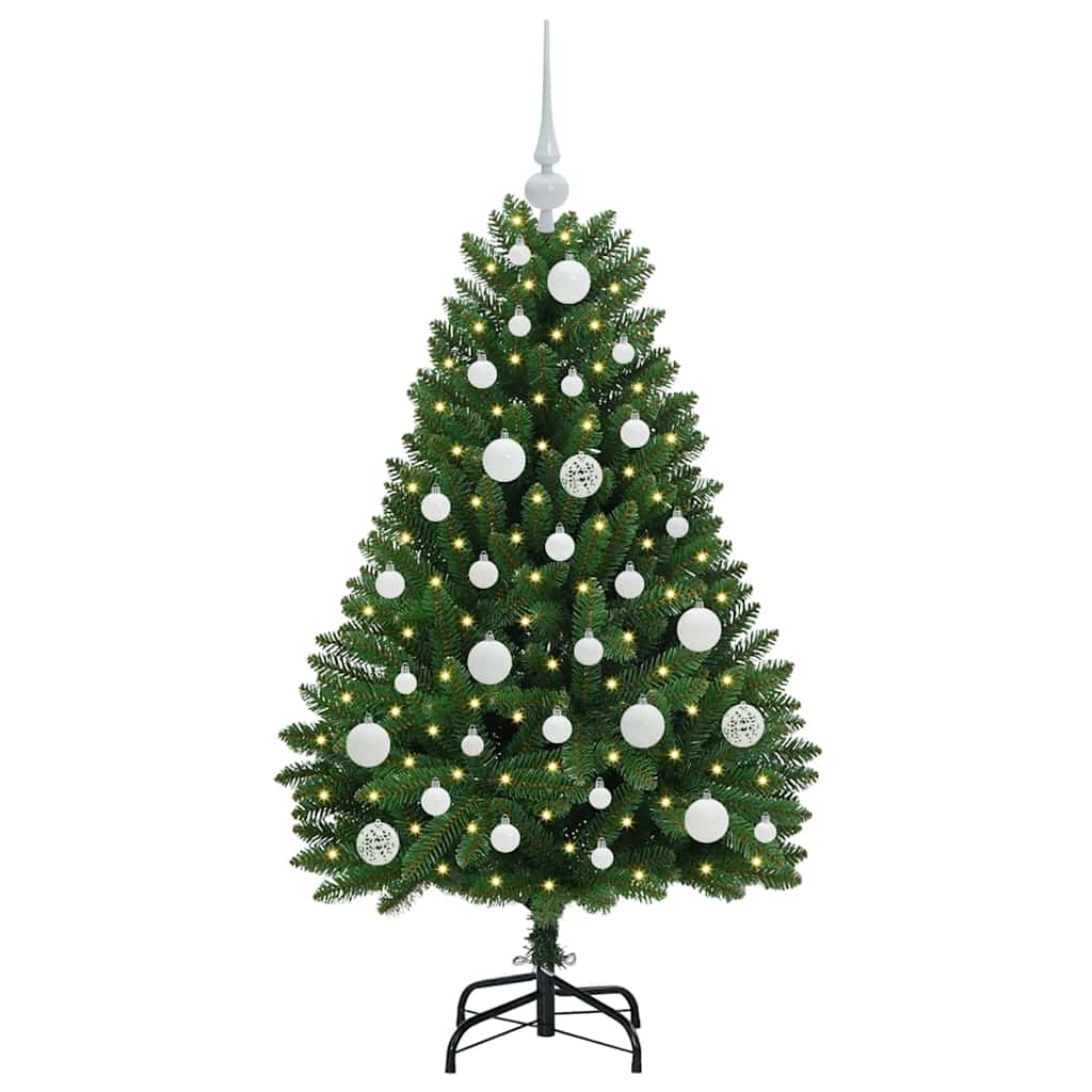 Kunstigt juletræ 120 cm 150 LED'er Varm hvid PVC og Stål Grøn