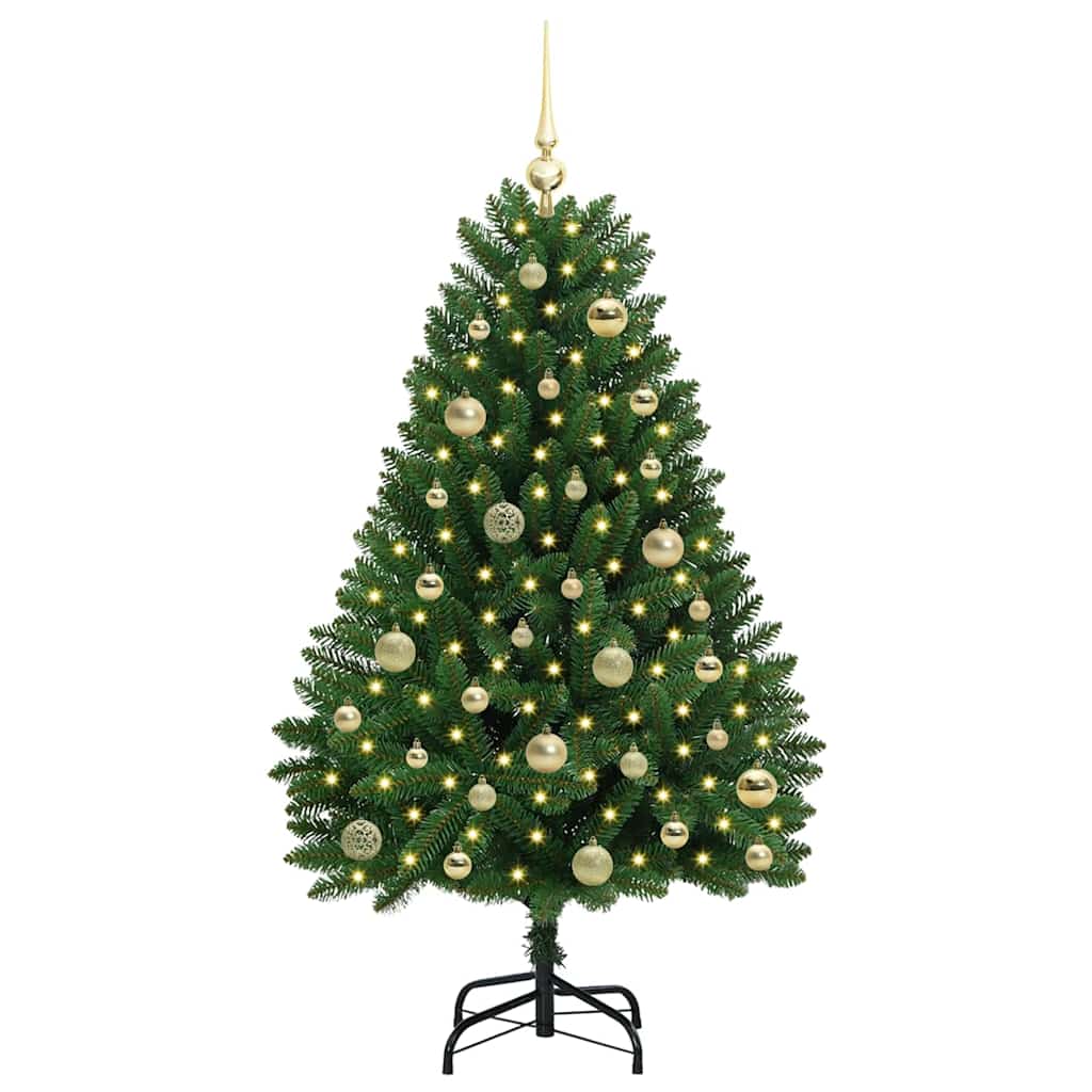 Kunstigt juletræ 120 cm 150 LED'er Varm hvid PVC og Stål Grøn