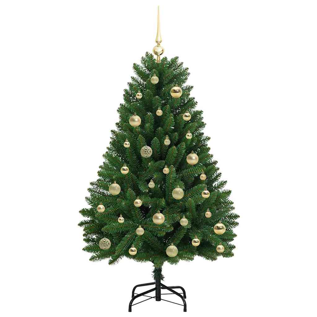 Kunstigt juletræ 120 cm 150 LED'er Varm hvid PVC og Stål Grøn