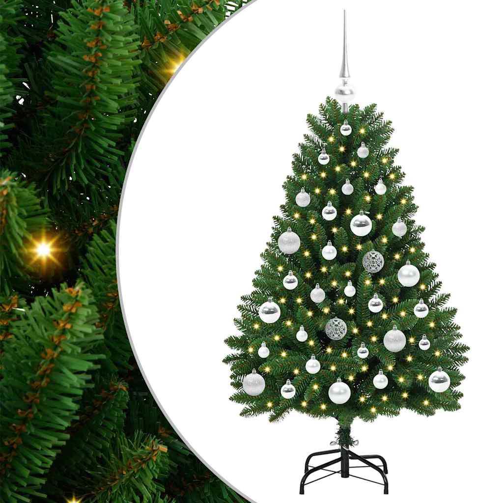 Kunstigt juletræ 120 cm 150 LED'er Varm hvid PVC og Stål Grøn