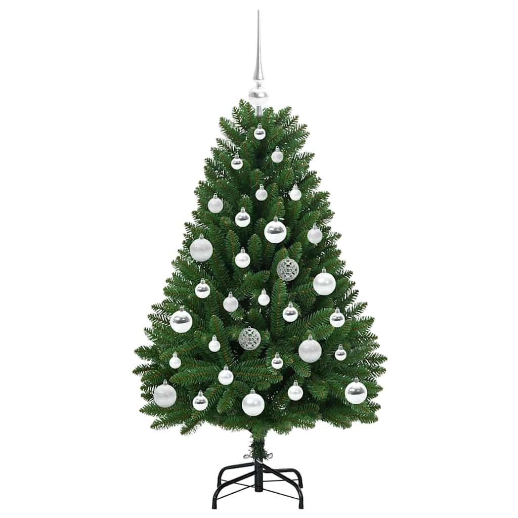 Kunstigt juletræ 120 cm 150 LED'er Varm hvid PVC og Stål Grøn