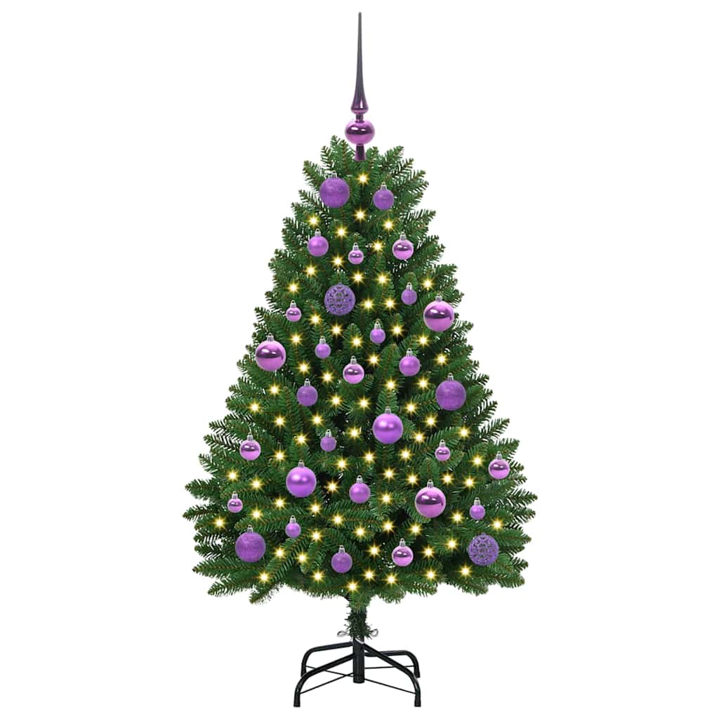 Kunstigt juletræ 120 cm 150 LED'er Varm hvid PVC og Stål Grøn
