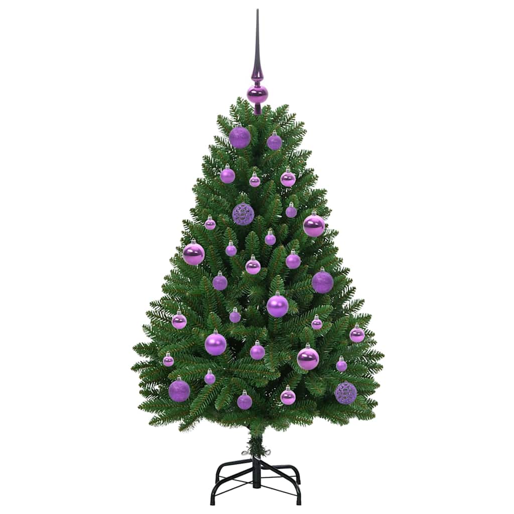 Kunstigt juletræ 120 cm 150 LED'er Varm hvid PVC og Stål Grøn