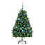 Kunstigt juletræ 120 cm 150 LED'er Varm hvid PVC og Stål Grøn