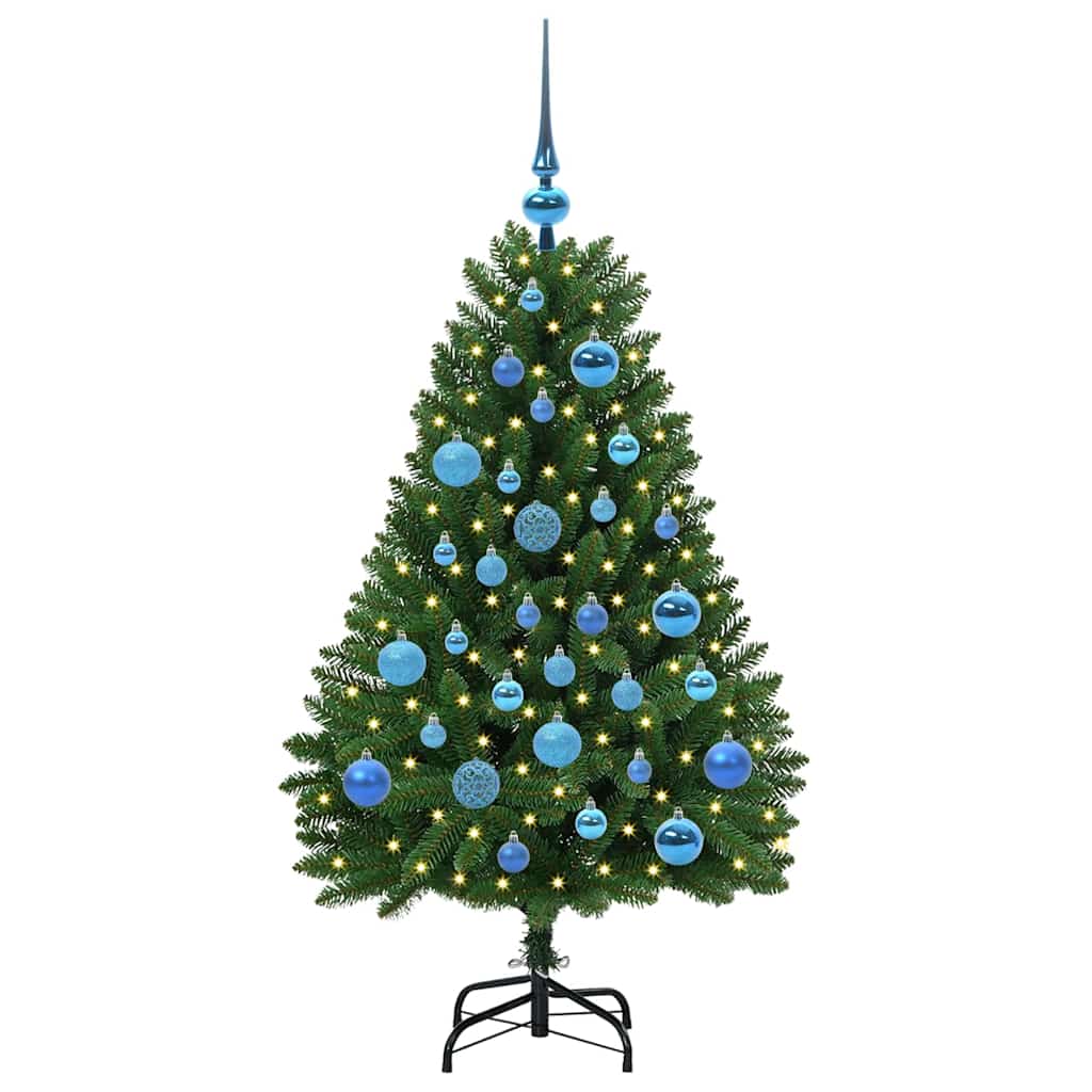 Kunstigt juletræ 120 cm 150 LED'er Varm hvid PVC og Stål Grøn