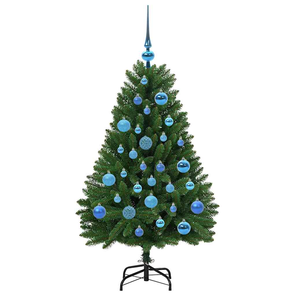Kunstigt juletræ 120 cm 150 LED'er Varm hvid PVC og Stål Grøn