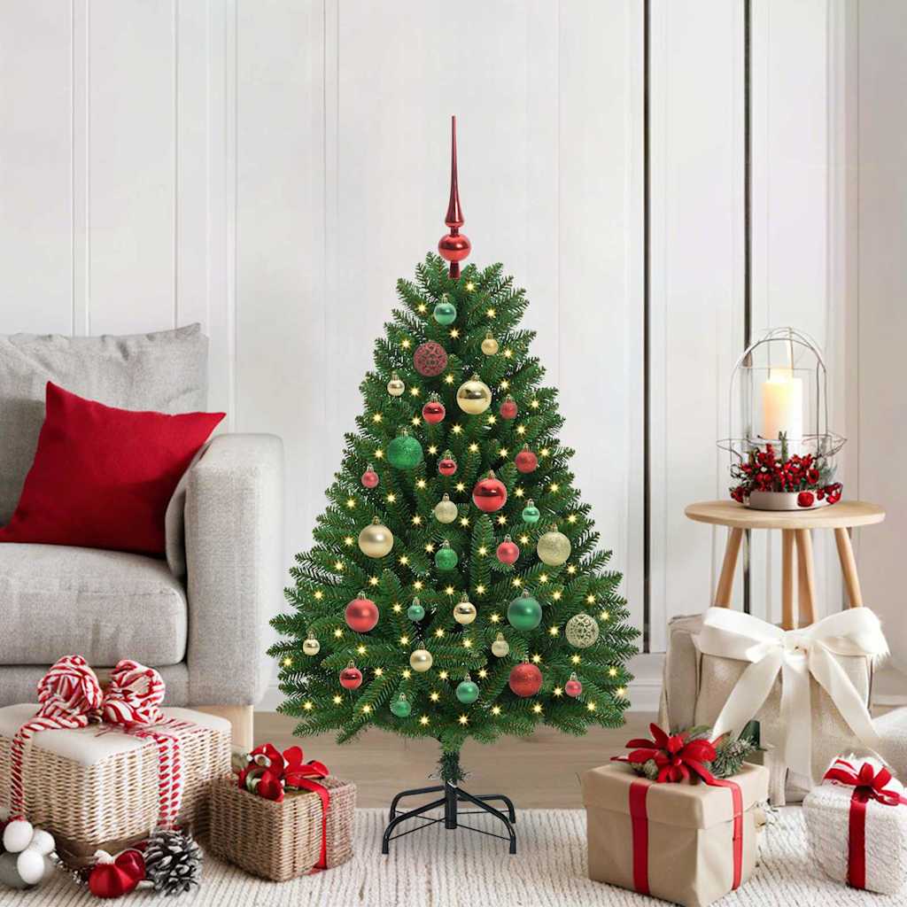 Kunstigt juletræ 120 cm 150 LED'er Varm hvid PVC og Stål Grøn