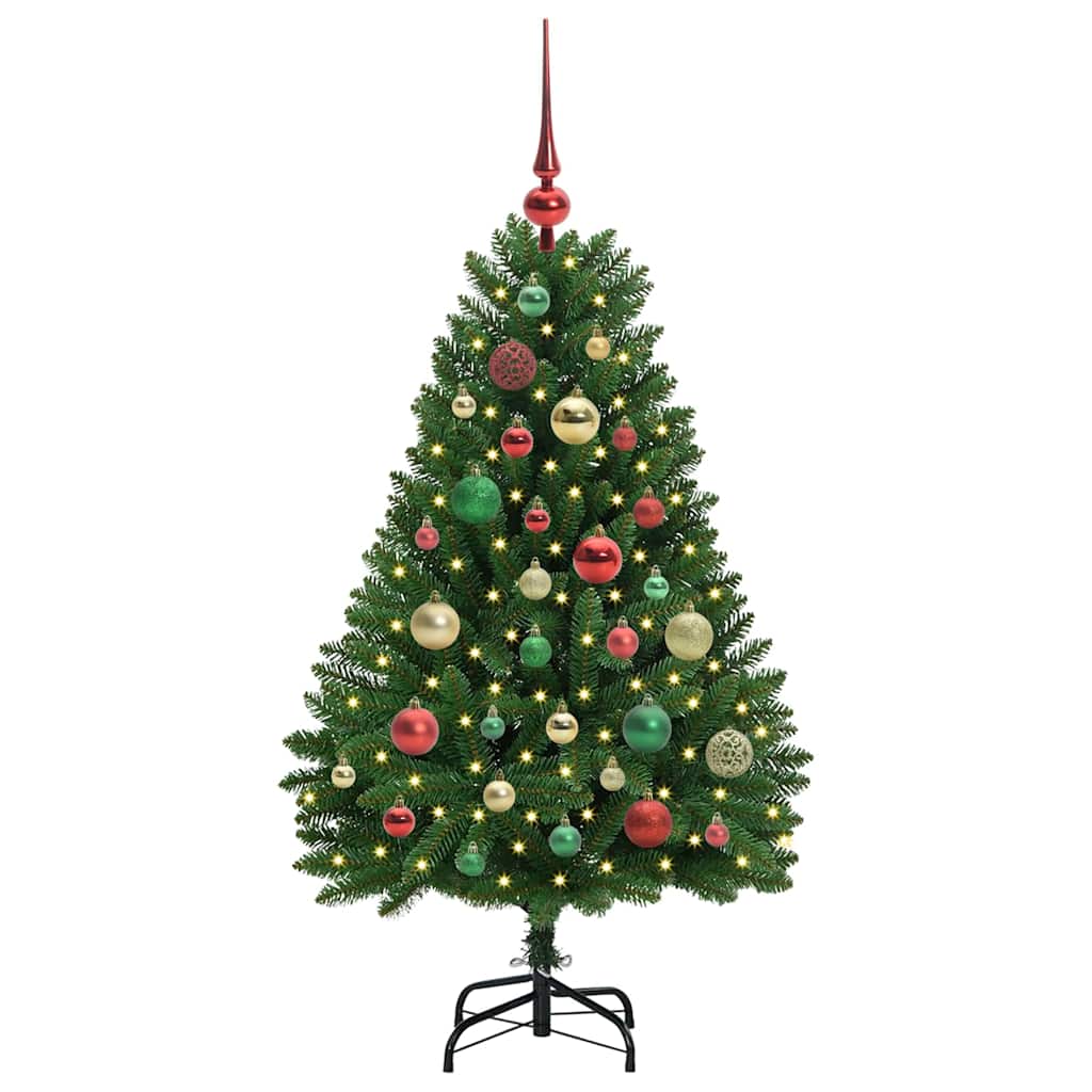 Kunstigt juletræ 120 cm 150 LED'er Varm hvid PVC og Stål Grøn