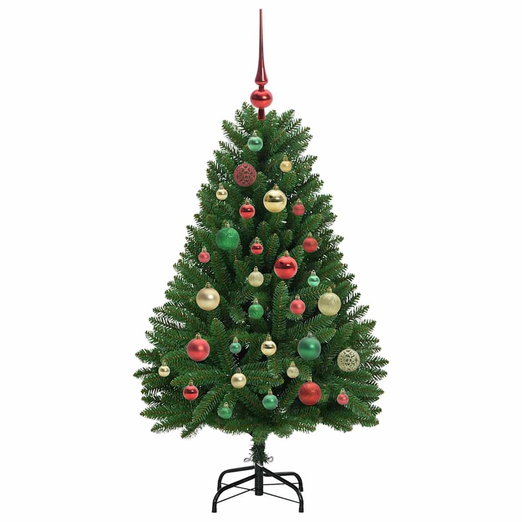 Kunstigt juletræ 120 cm 150 LED'er Varm hvid PVC og Stål Grøn