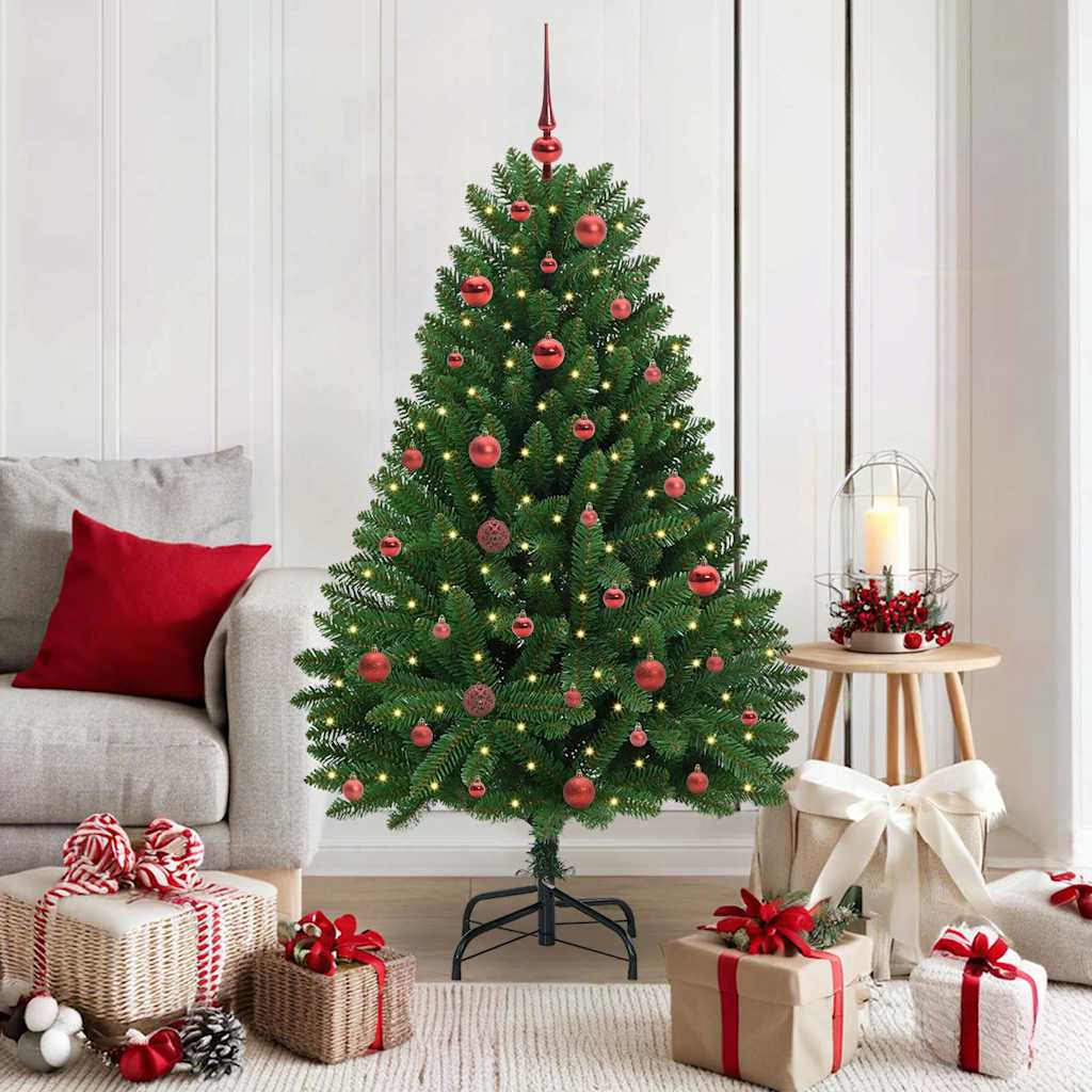 Kunstigt juletræ 150 cm 150 LED'er Varm hvid PVC og Stål Grøn