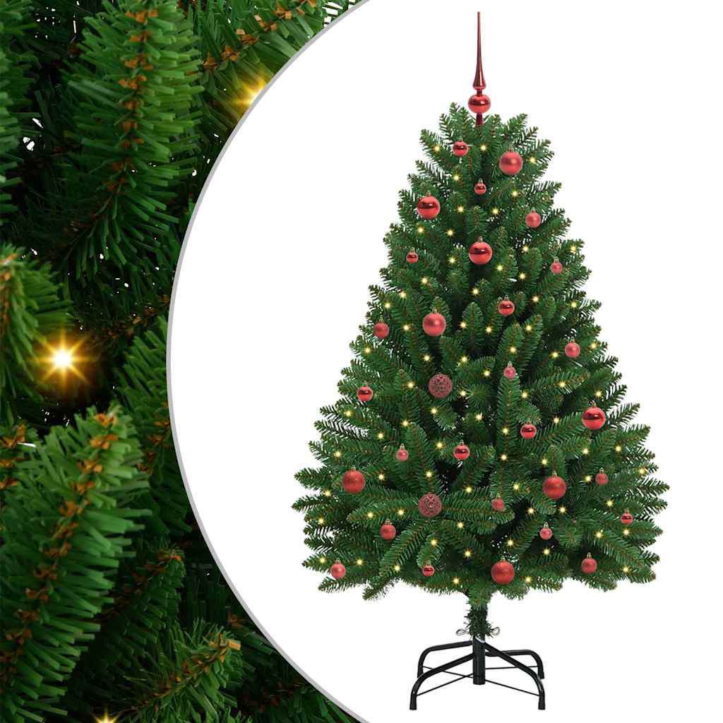 Kunstigt juletræ 150 cm 150 LED'er Varm hvid PVC og Stål Grøn