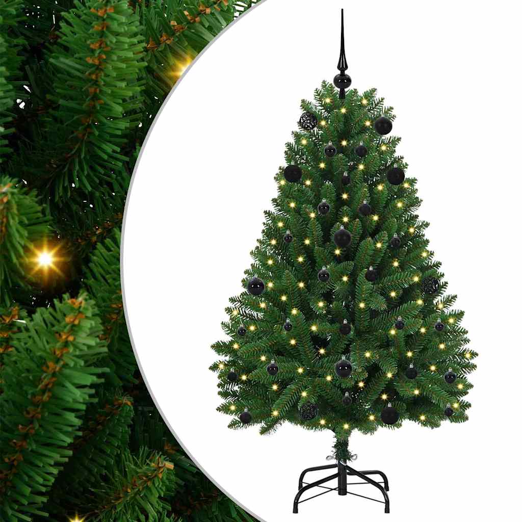 Kunstigt juletræ 150 cm 150 LED'er Varm hvid PVC og Stål Grøn