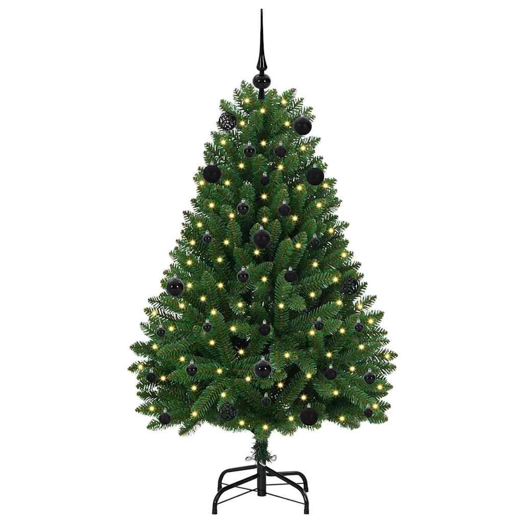 Kunstigt juletræ 150 cm 150 LED'er Varm hvid PVC og Stål Grøn