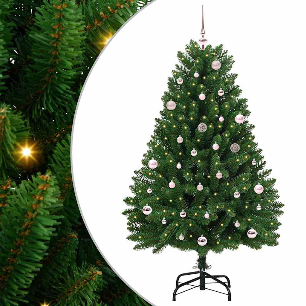 Kunstigt juletræ 150 cm 150 LED'er Varm hvid PVC og Stål Grøn