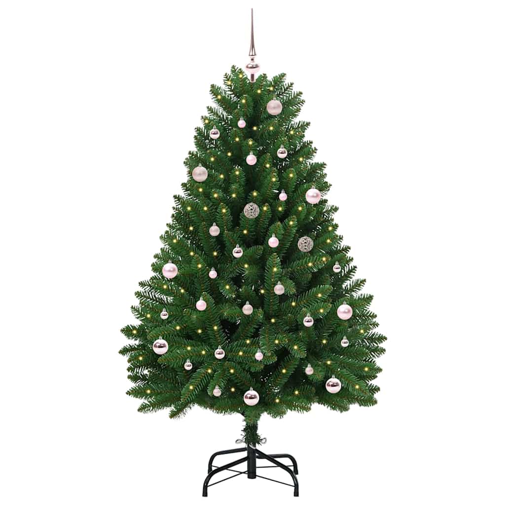 Kunstigt juletræ 150 cm 150 LED'er Varm hvid PVC og Stål Grøn