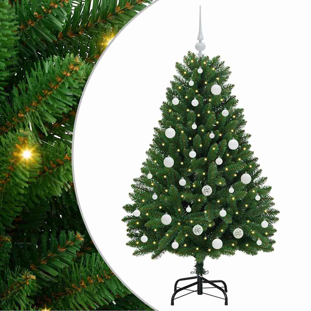 Kunstigt juletræ 150 cm 150 LED'er Varm hvid PVC og Stål Grøn