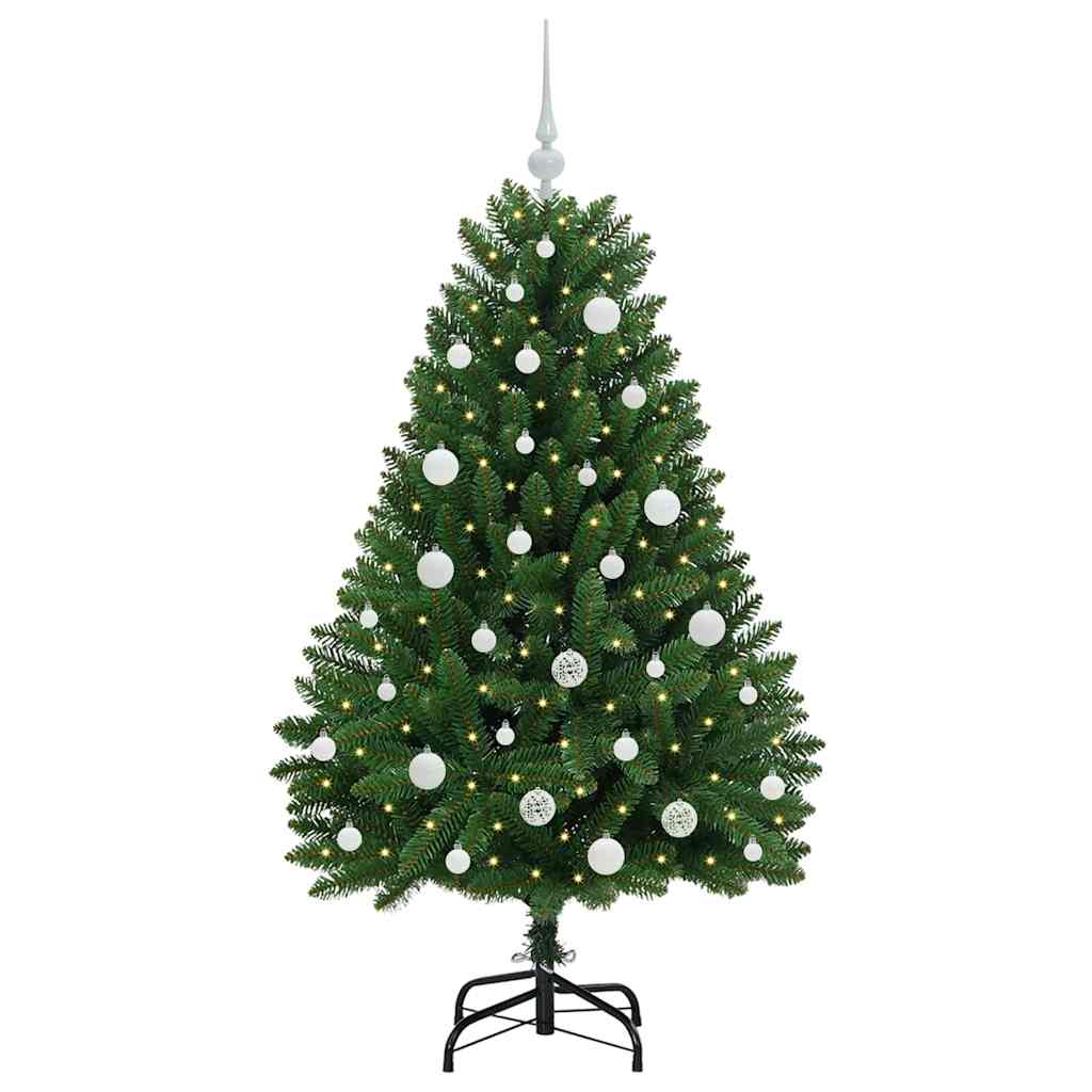 Kunstigt juletræ 150 cm 150 LED'er Varm hvid PVC og Stål Grøn