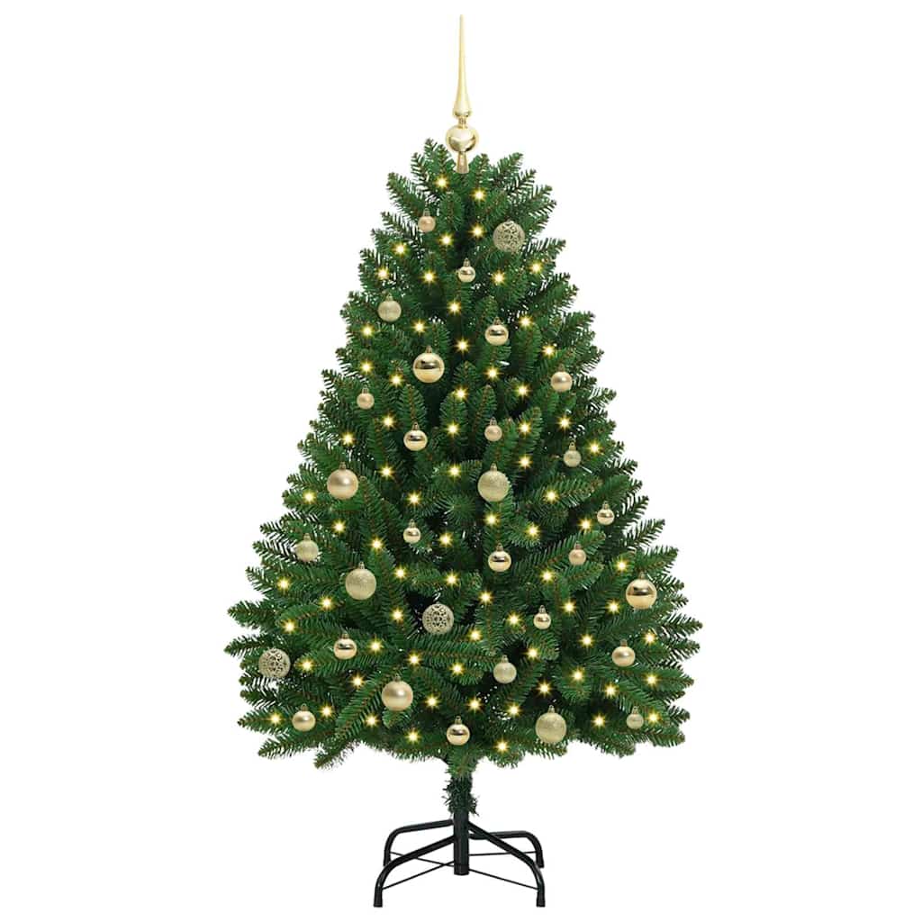 Kunstigt juletræ 150 cm 150 LED'er Varm hvid PVC og Stål Grøn