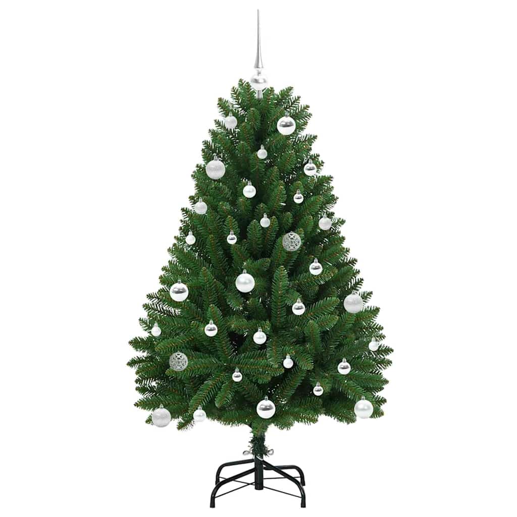 Kunstigt juletræ 150 cm 150 LED'er Varm hvid PVC og Stål Grøn