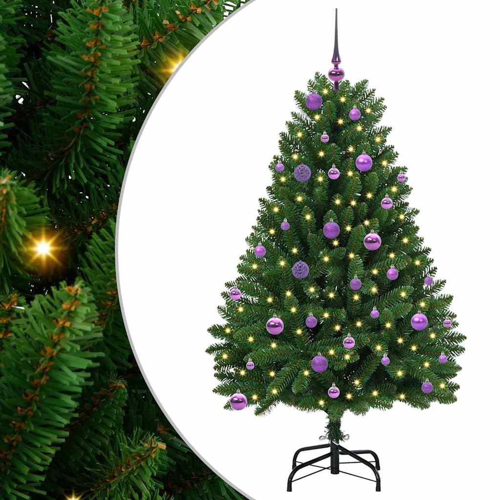 Kunstigt juletræ 150 cm 150 LED'er Varm hvid PVC og Stål Grøn
