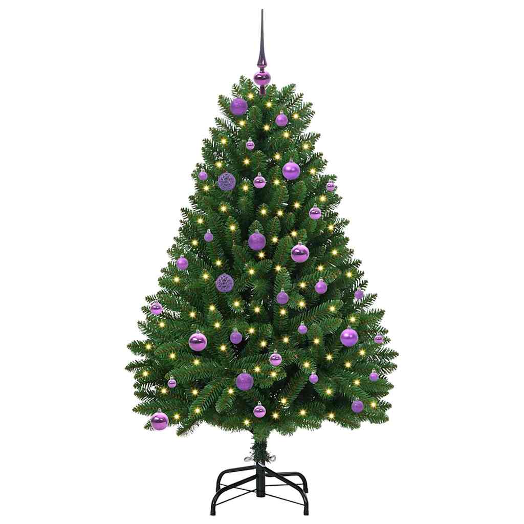 Kunstigt juletræ 150 cm 150 LED'er Varm hvid PVC og Stål Grøn