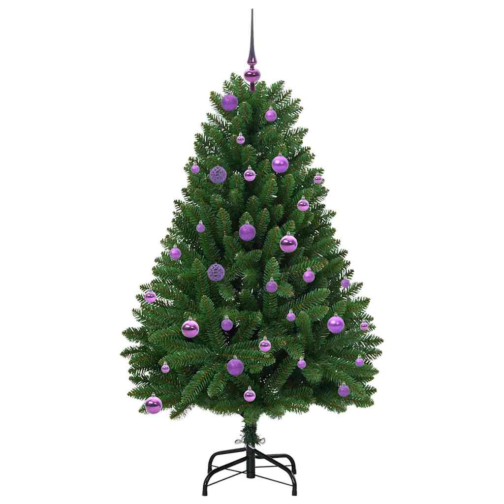 Kunstigt juletræ 150 cm 150 LED'er Varm hvid PVC og Stål Grøn