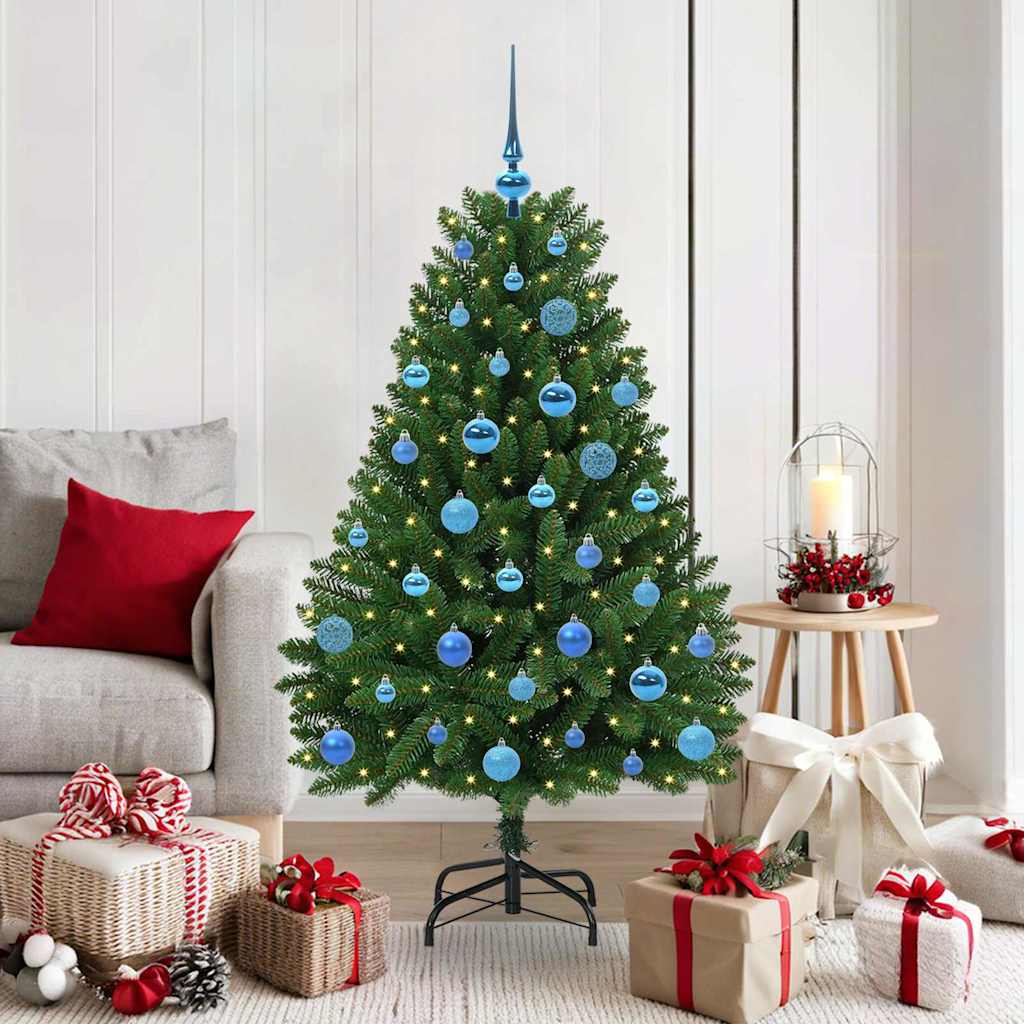 Kunstigt juletræ 150 cm 150 LED'er Varm hvid PVC og Stål Grøn