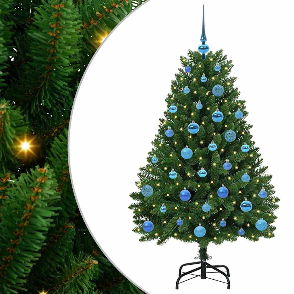 Kunstigt juletræ 150 cm 150 LED'er Varm hvid PVC og Stål Grøn