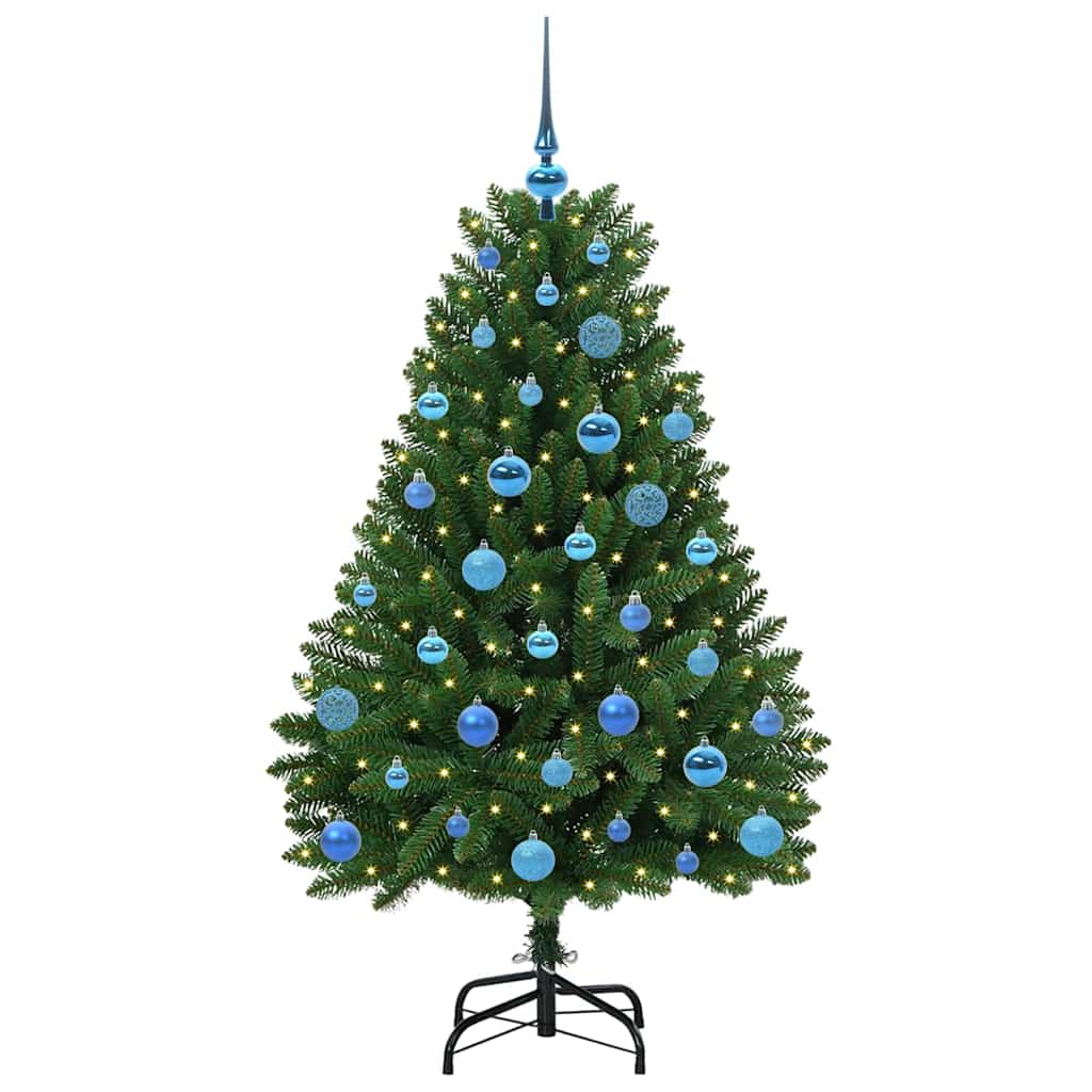 Kunstigt juletræ 150 cm 150 LED'er Varm hvid PVC og Stål Grøn