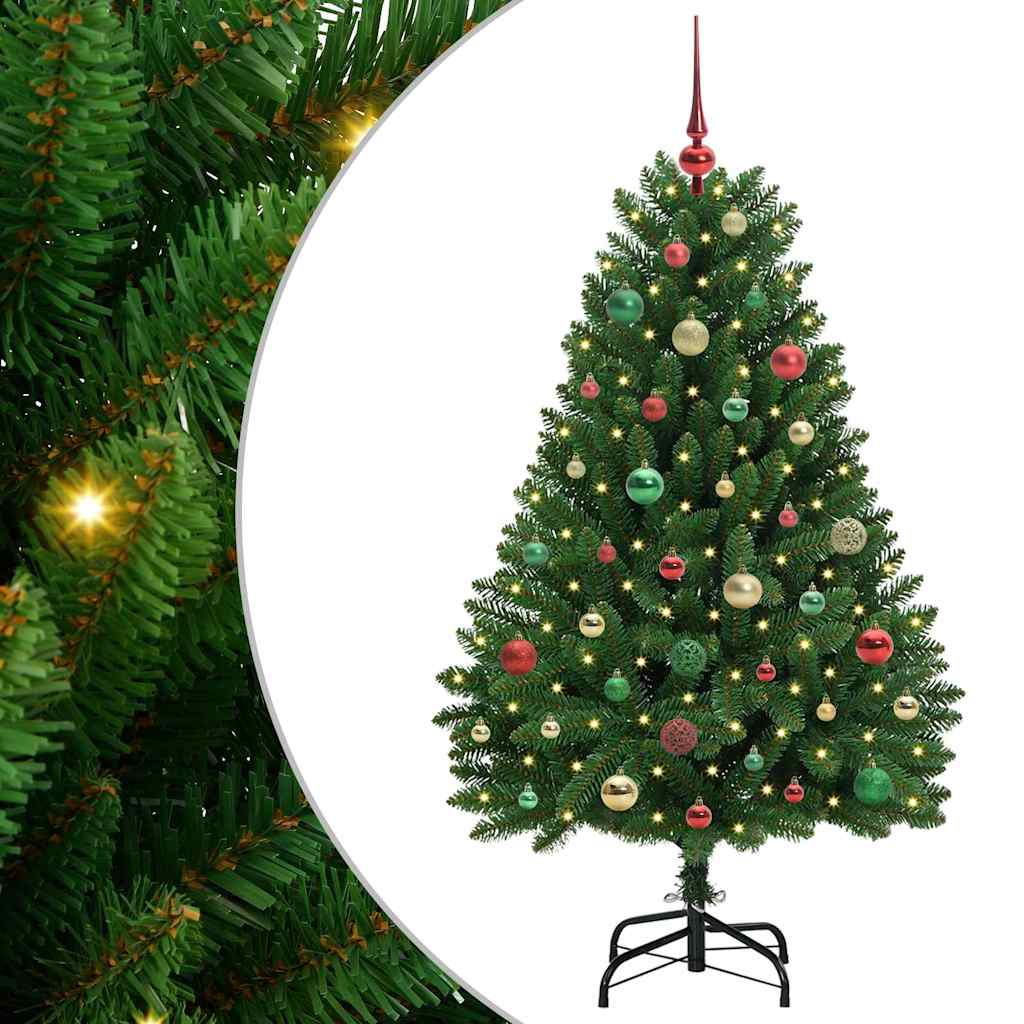 Kunstigt juletræ 150 cm 150 LED'er Varm hvid PVC og Stål Grøn