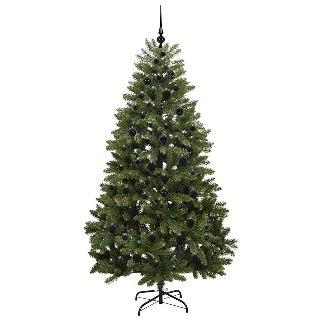 Kunstigt juletræ 210 cm 300 LED'er Varm hvid PVC og Stål Grøn