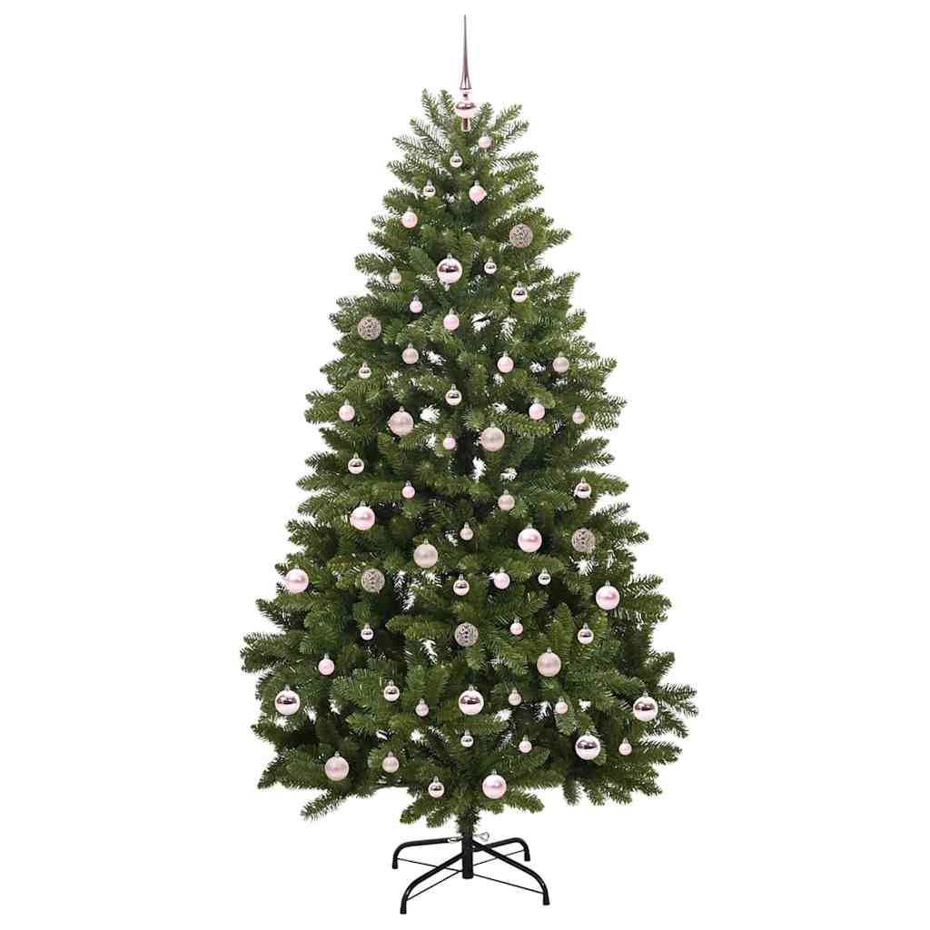 Kunstigt juletræ 210 cm 300 LED'er Varm hvid PVC og Stål Grøn