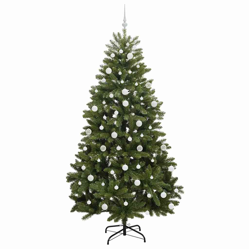Kunstigt juletræ 210 cm 300 LED'er Varm hvid PVC og Stål Grøn
