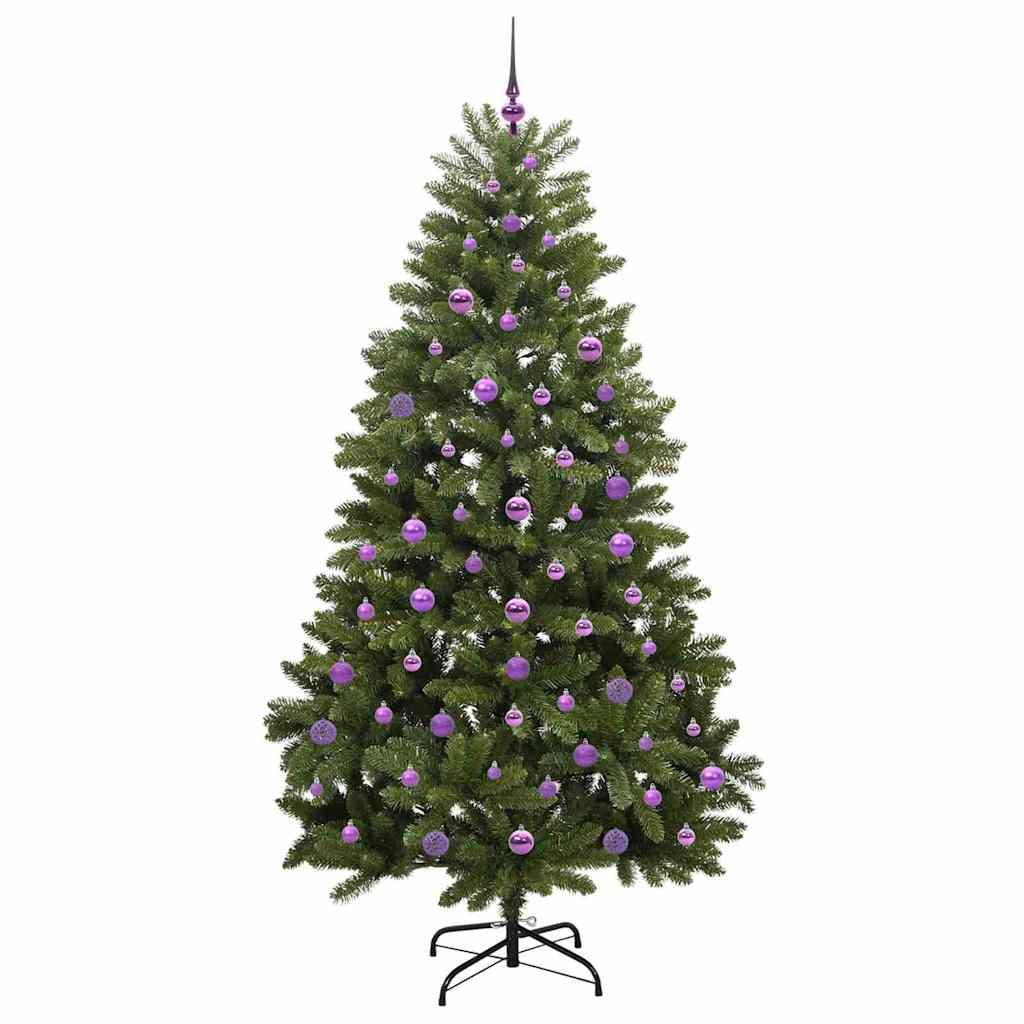 Kunstigt juletræ 210 cm 300 LED'er Varm hvid PVC og Stål Grøn