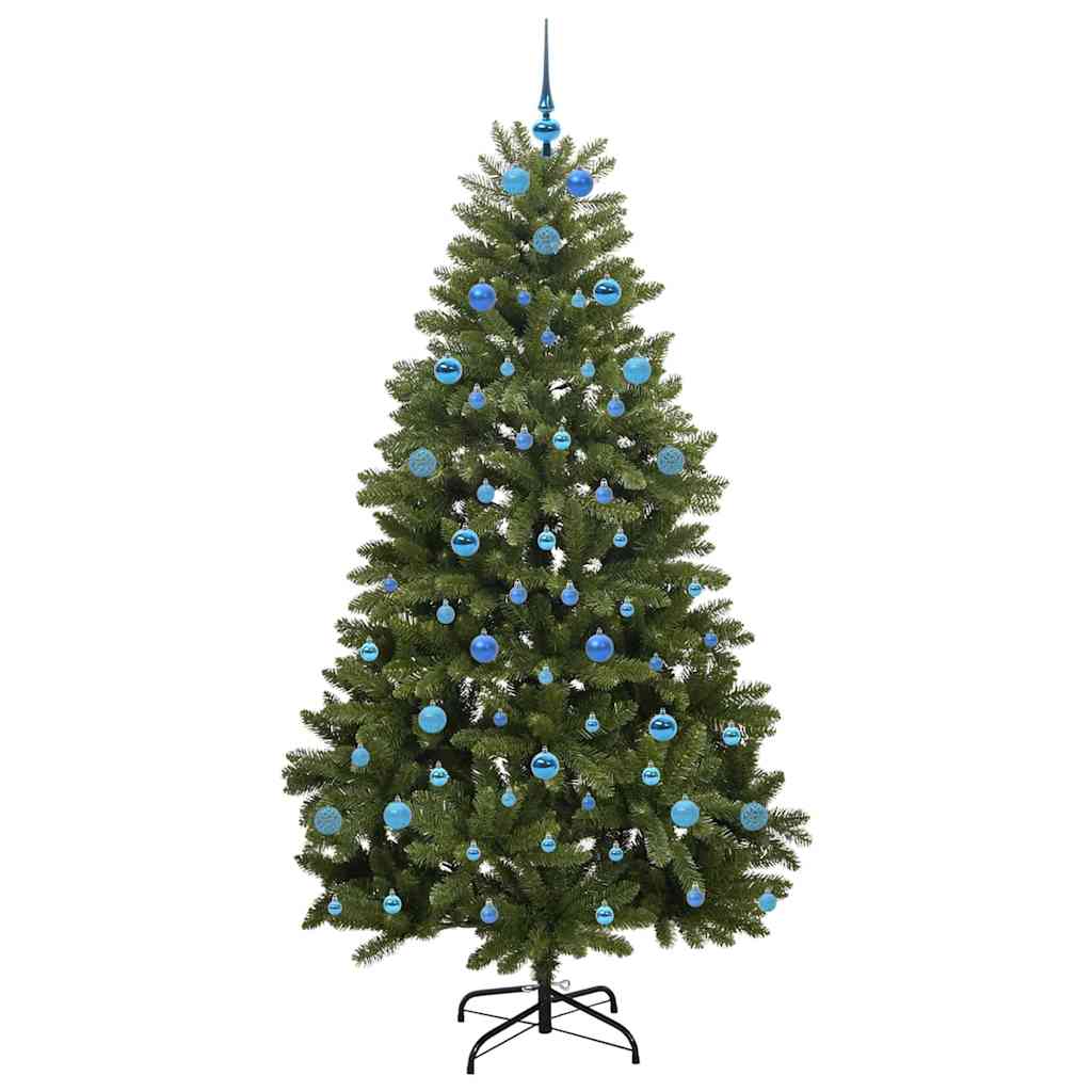 Kunstigt juletræ 210 cm 300 LED'er Varm hvid PVC og Stål Grøn