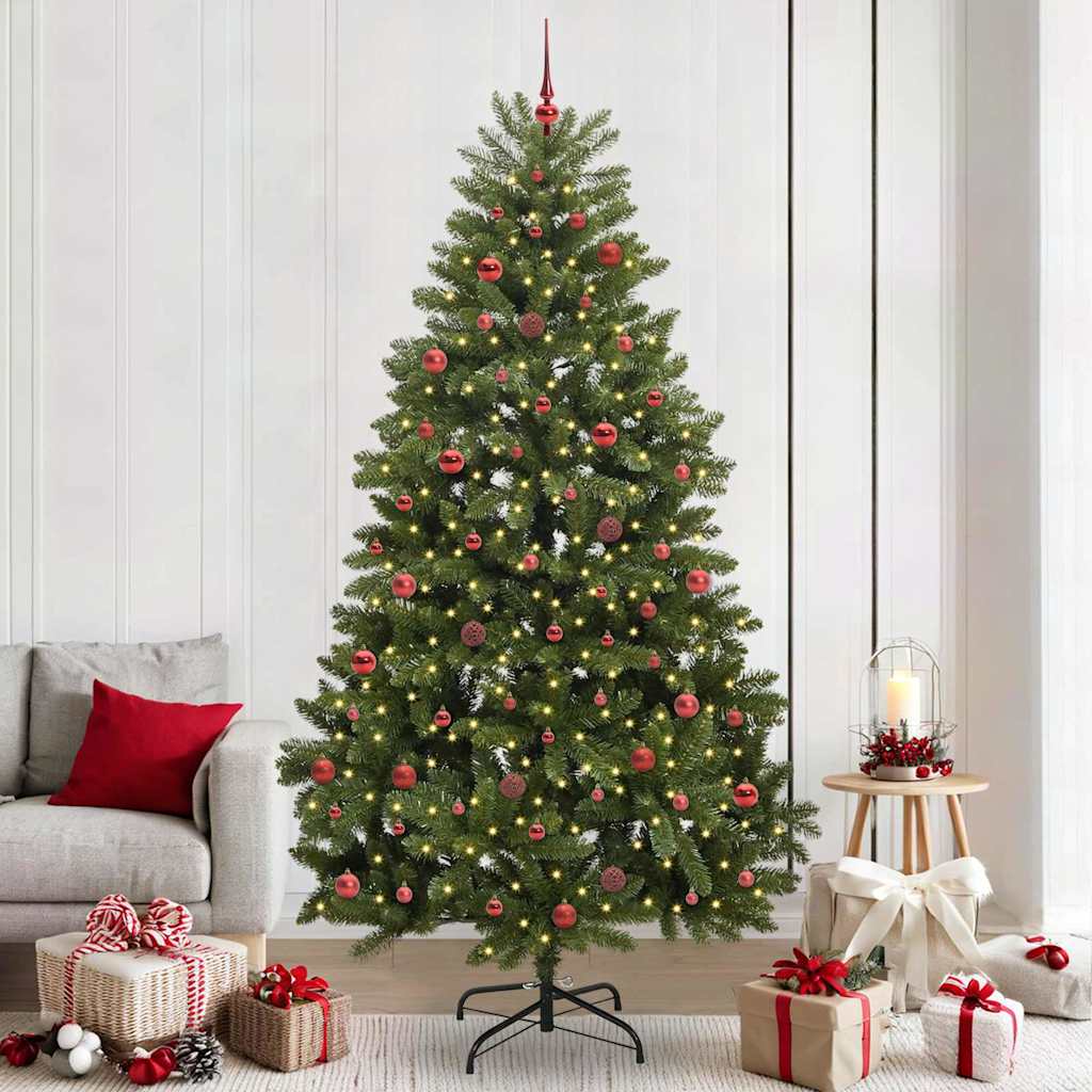 Kunstigt juletræ 240 cm 300 LED'er Varm hvid PVC og Stål Grøn