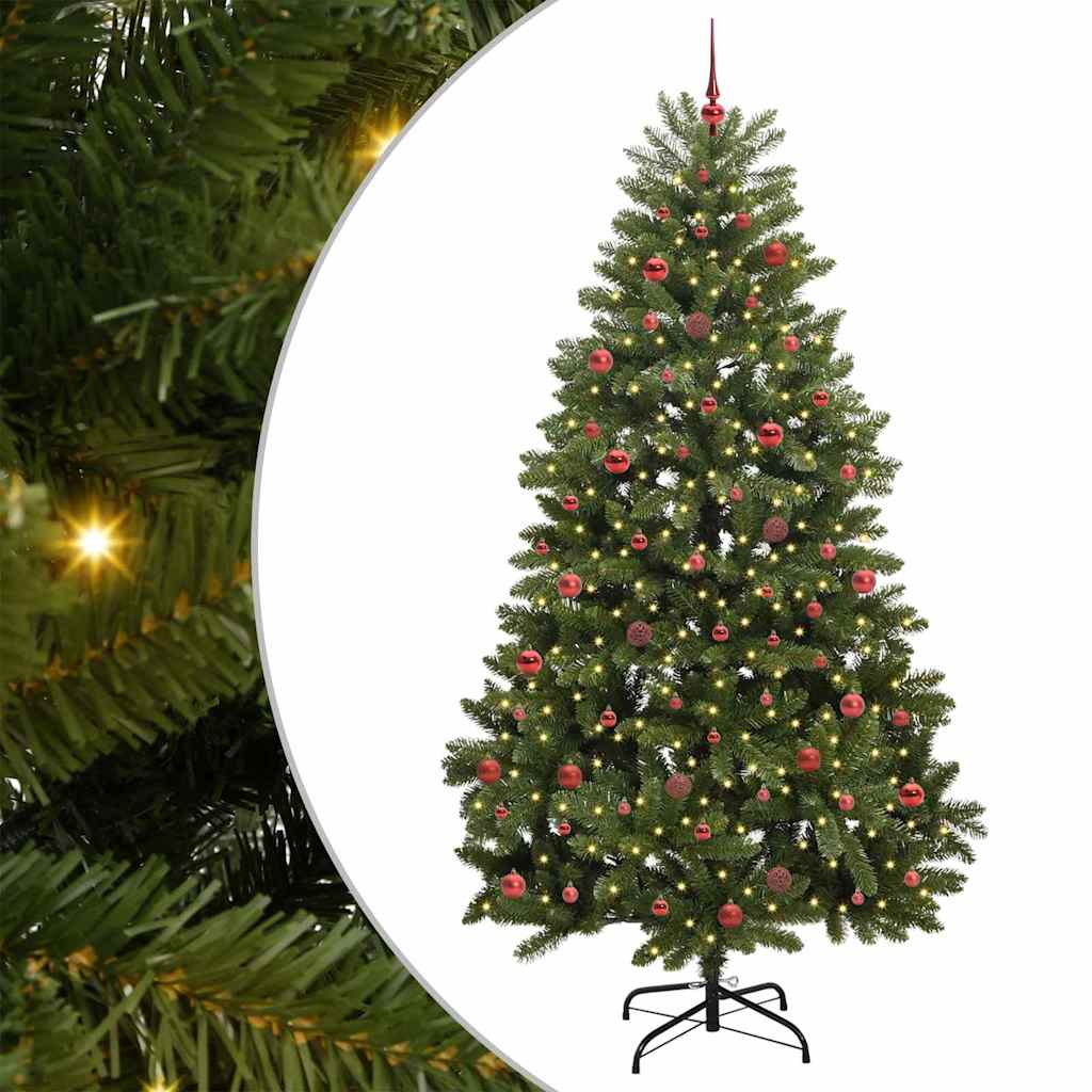 Kunstigt juletræ 240 cm 300 LED'er Varm hvid PVC og Stål Grøn