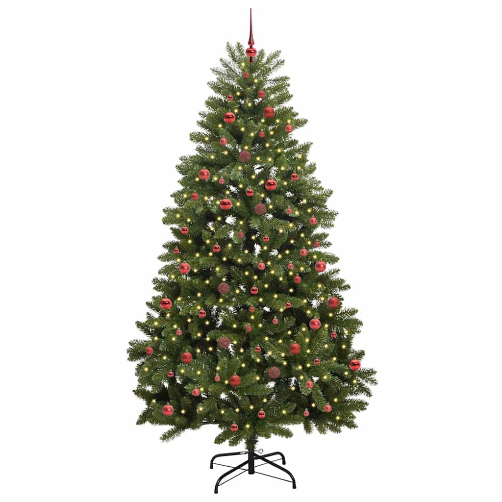 Kunstigt juletræ 240 cm 300 LED'er Varm hvid PVC og Stål Grøn