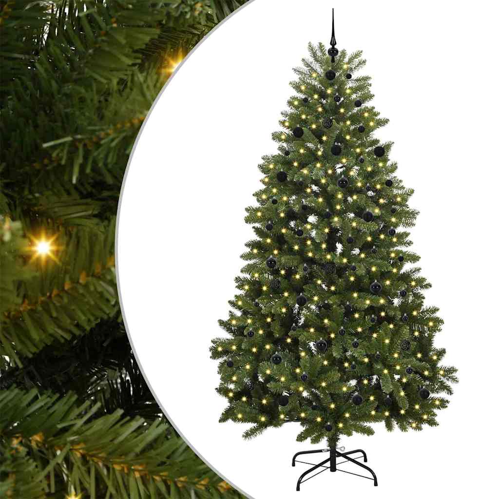 Kunstigt juletræ 240 cm 300 LED'er Varm hvid PVC og Stål Grøn