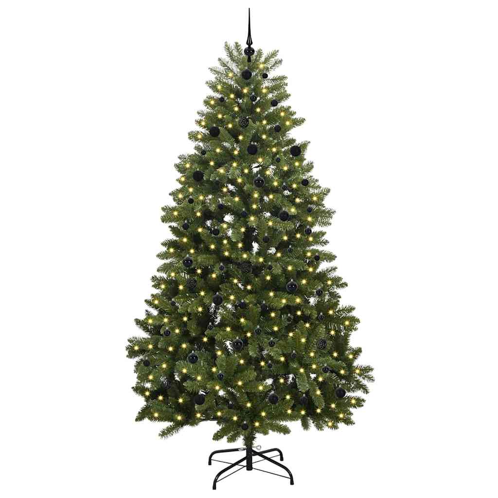Kunstigt juletræ 240 cm 300 LED'er Varm hvid PVC og Stål Grøn