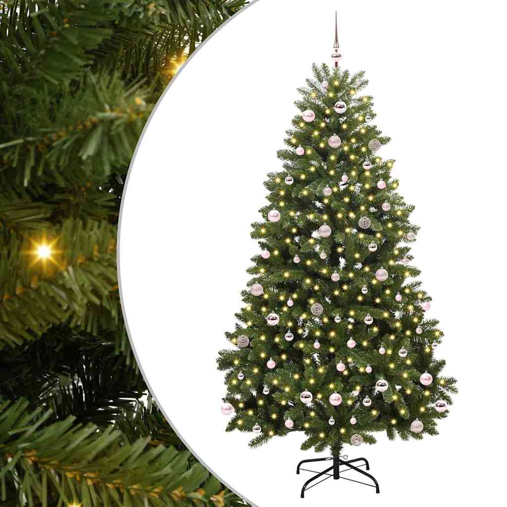 Kunstigt juletræ 240 cm 300 LED'er Varm hvid PVC og Stål Grøn