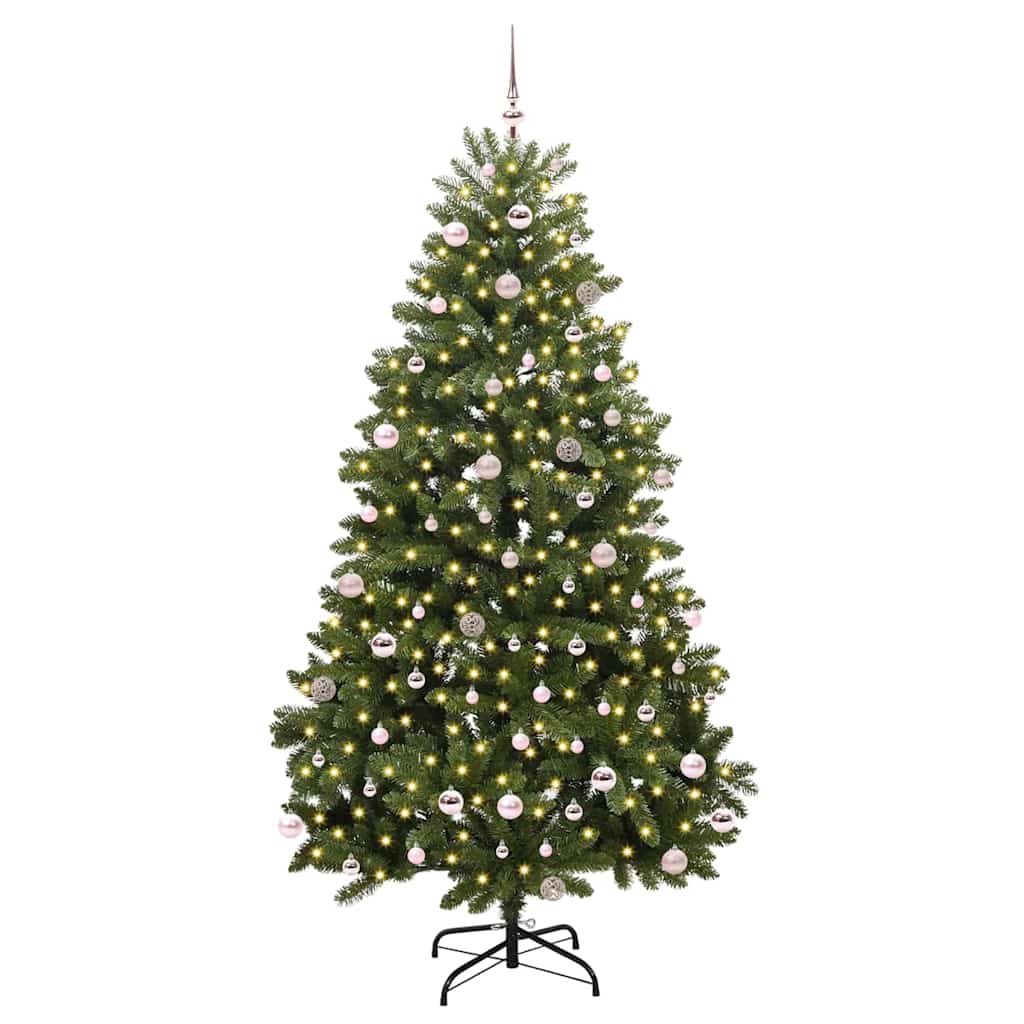 Kunstigt juletræ 240 cm 300 LED'er Varm hvid PVC og Stål Grøn