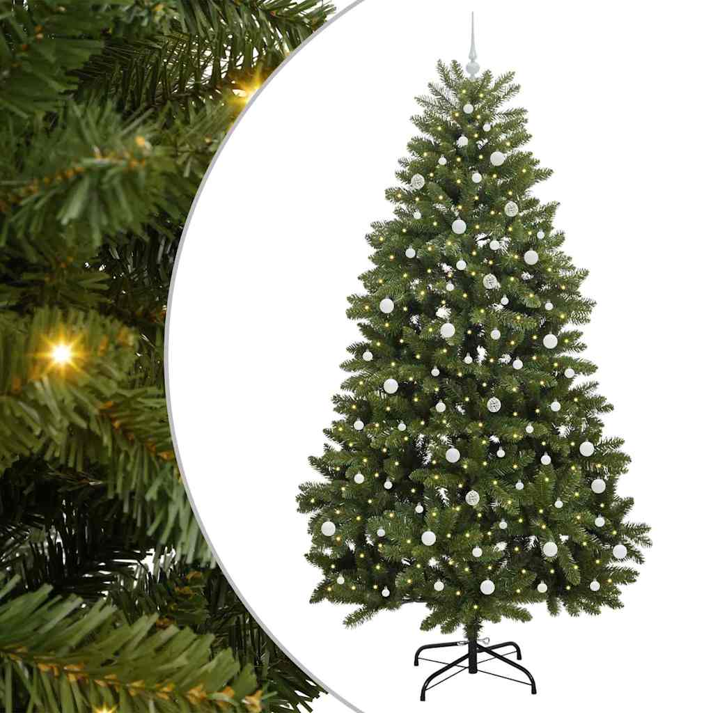 Kunstigt juletræ 240 cm 300 LED'er Varm hvid PVC og Stål Grøn