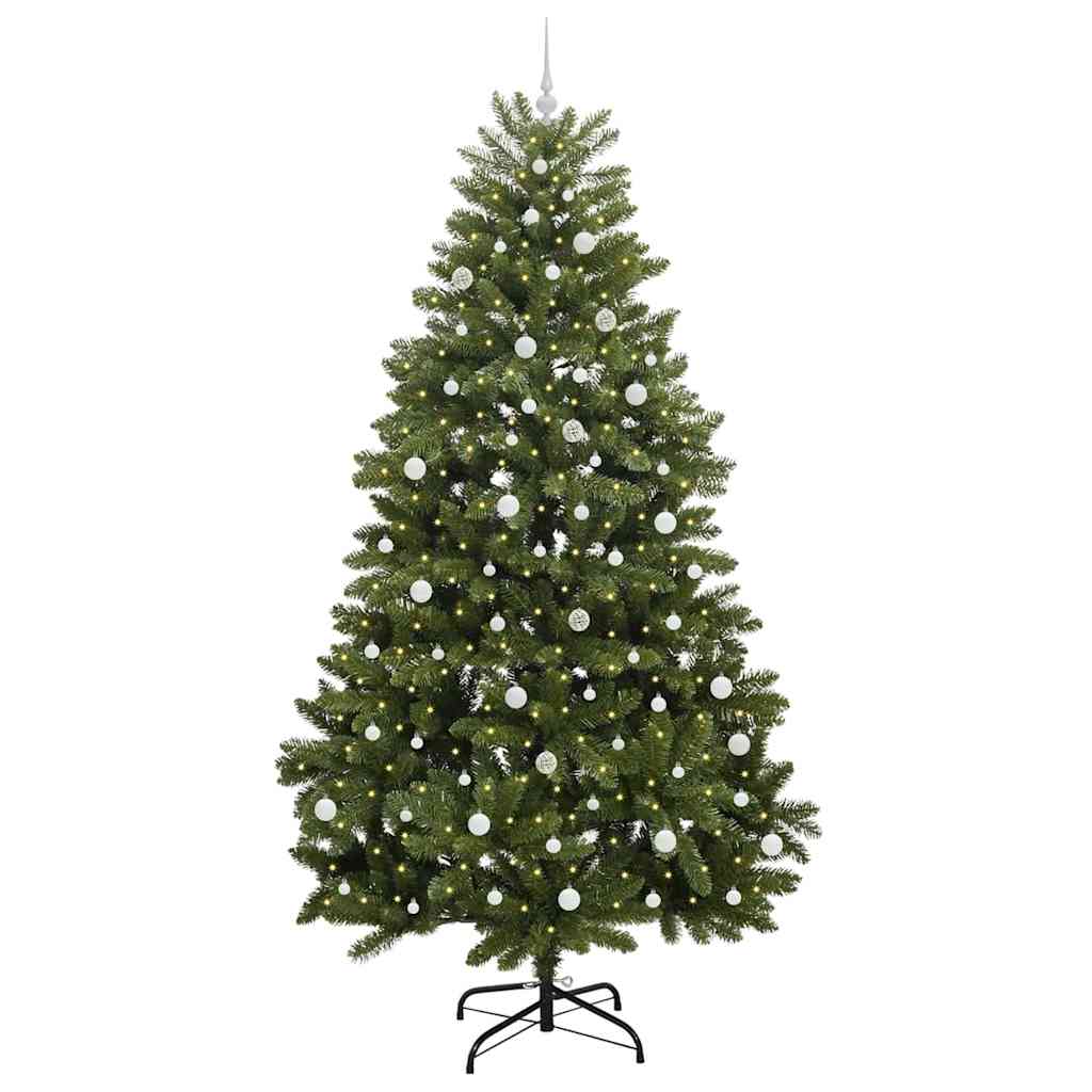 Kunstigt juletræ 240 cm 300 LED'er Varm hvid PVC og Stål Grøn