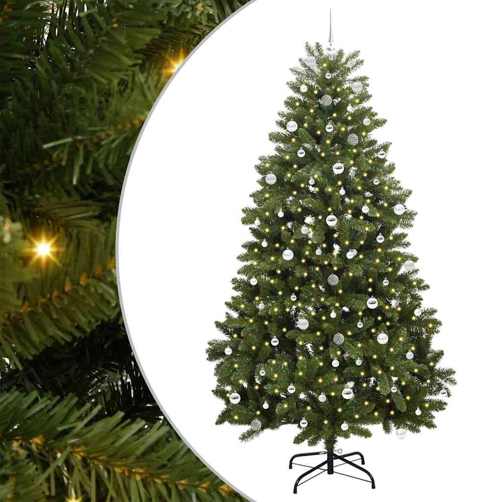 Kunstigt juletræ 240 cm 300 LED'er Varm hvid PVC og Stål Grøn
