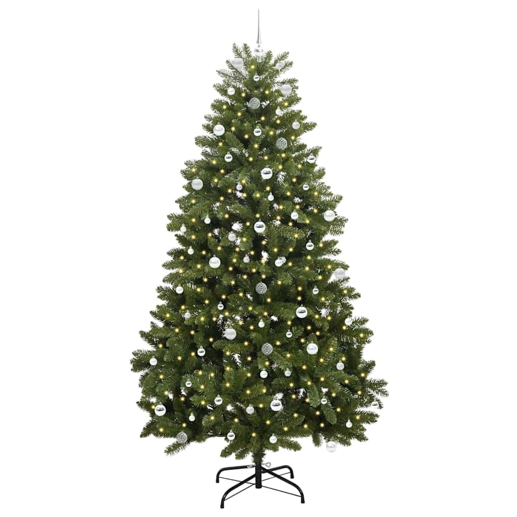 Kunstigt juletræ 240 cm 300 LED'er Varm hvid PVC og Stål Grøn